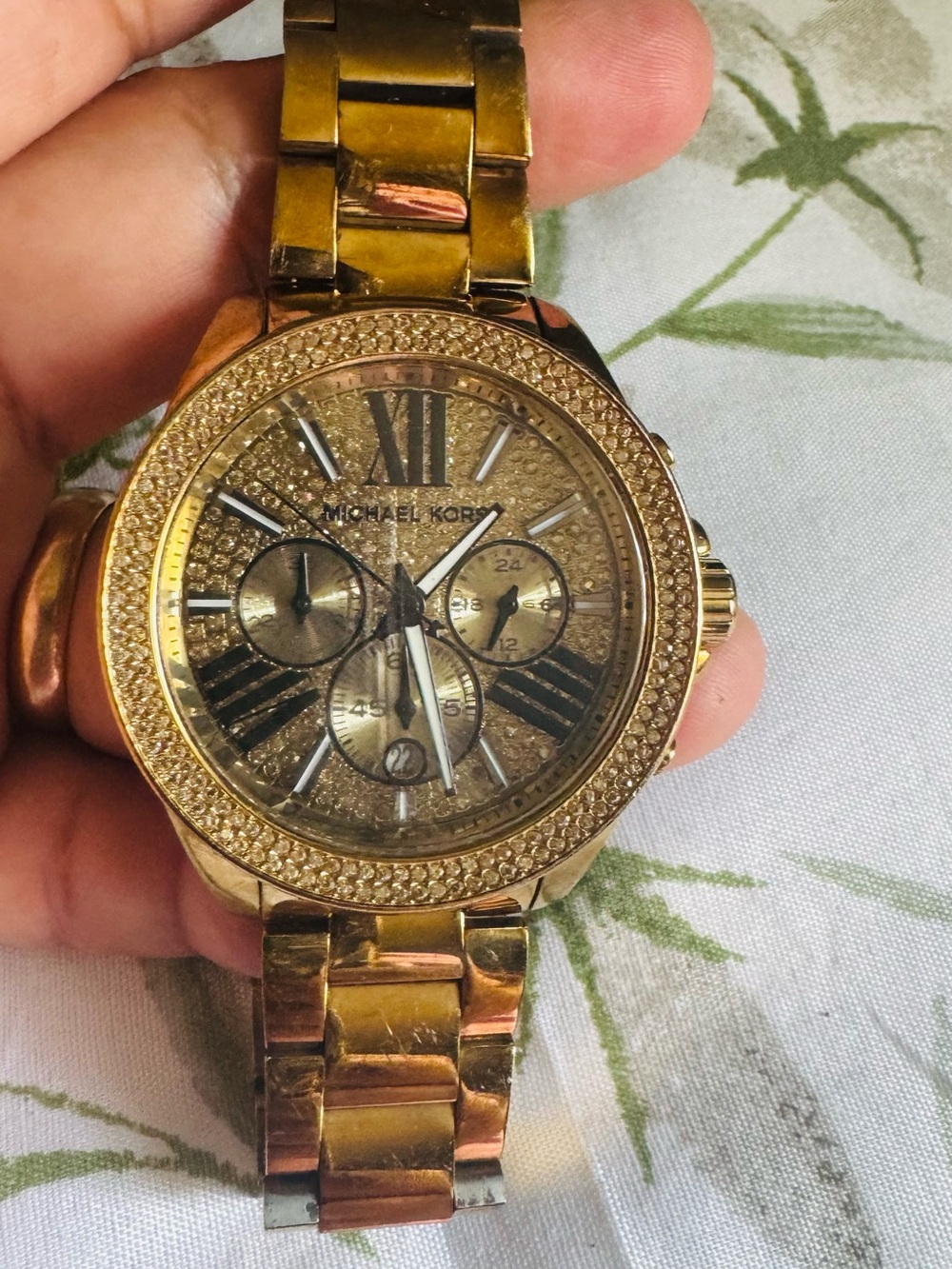 Michael Kors Gold-Tone Crystal Accent Men’s Chronograph Watch